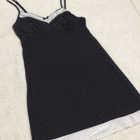 BLACK POLKADOT SPAGHETTI STRAP NIGHTY LG - Picture 1 of 8